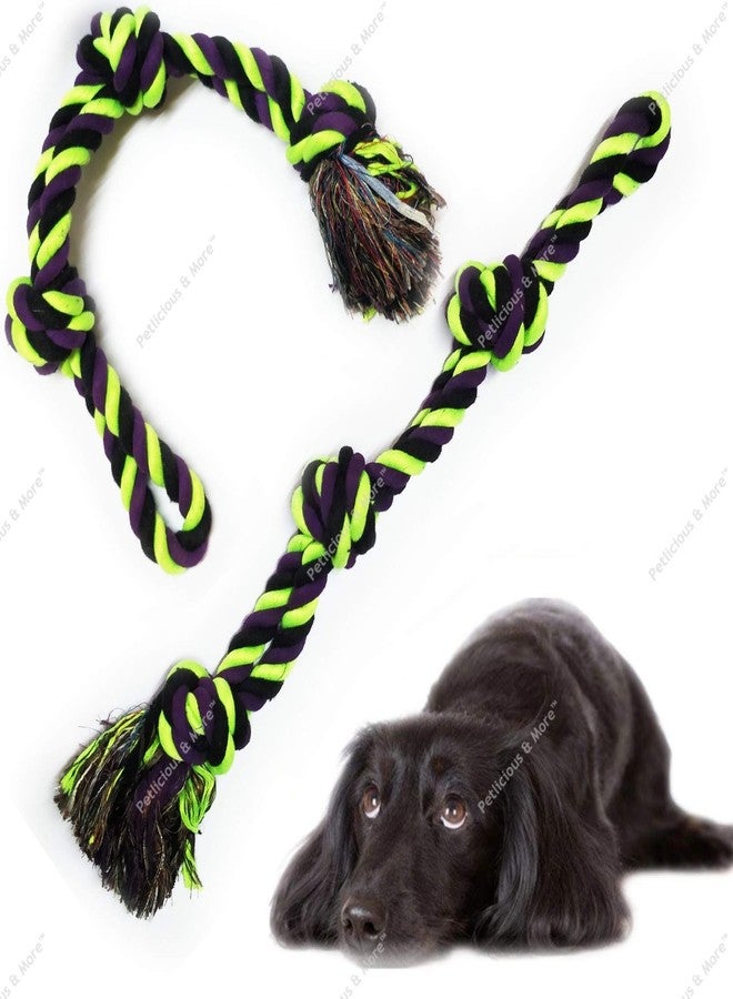 PETLICIOUS & MORE لعبة حبل قطني مزدوج متعدد الألوان من بيتليشوس آند مور، بثلاث عقد، مناسبة للكلاب الكبيرة (ماكسي دوغ) - قد يختلف اللون - Image 3